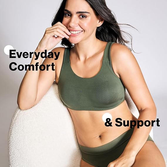 NYKD Everyday Wireless & Non-Padded Support Shaper Sports Bra for Women Soft Cup, Full Coverage, Easy Slip-On – NYB113